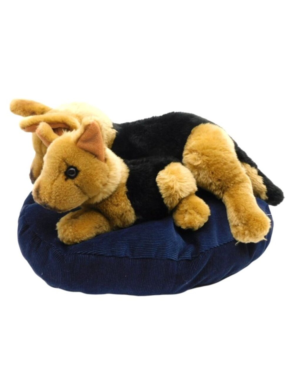 E & J Classics German Shepherd Dog Puppy Plush Toy Blue Cushion Bed